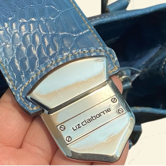 Liz Claiborne Croc-Embossed Blue Tote - Picture 4 of 8